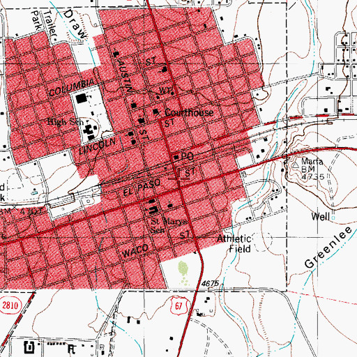 Topographic Map of Marfa Emergency Medical Services, TX