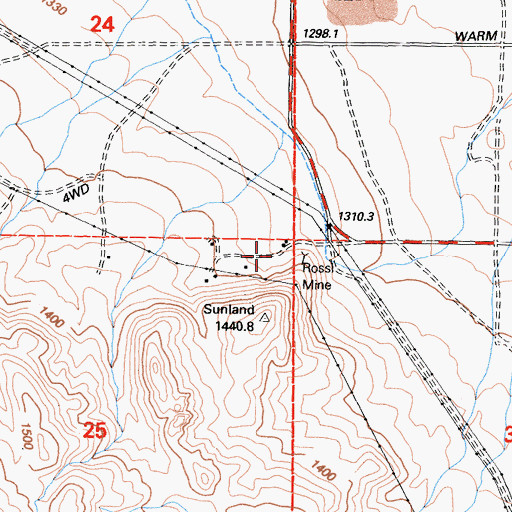 Topographic Map of Rossi Mine, CA