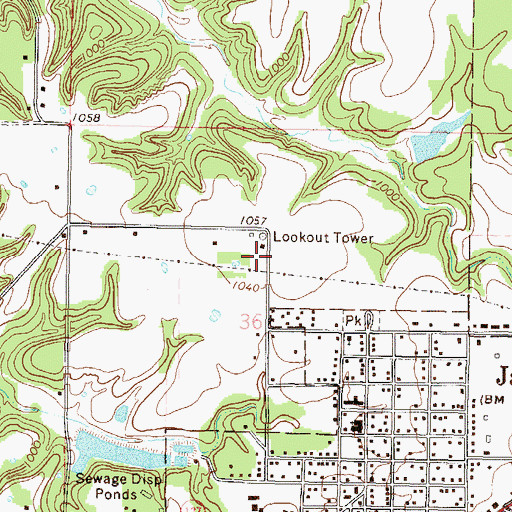 Topographic Map of Oklahoma Forestry Services Delaware, OK