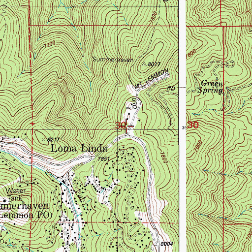 Topographic Map of Mount Lemmon Fire District, AZ