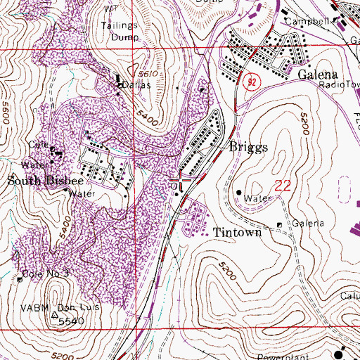Topographic Map of Bisbee Fire Station 81, AZ