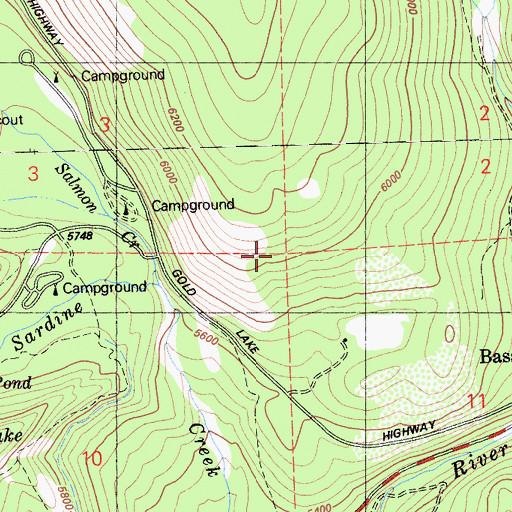 Topographic Map of Salmon Creek Campground, CA