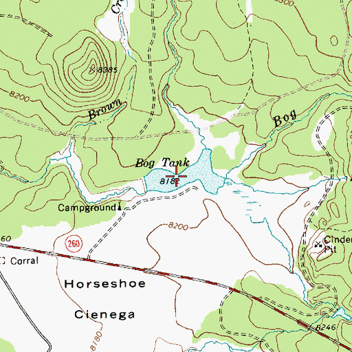 Topographic Map of Bog Tank, AZ