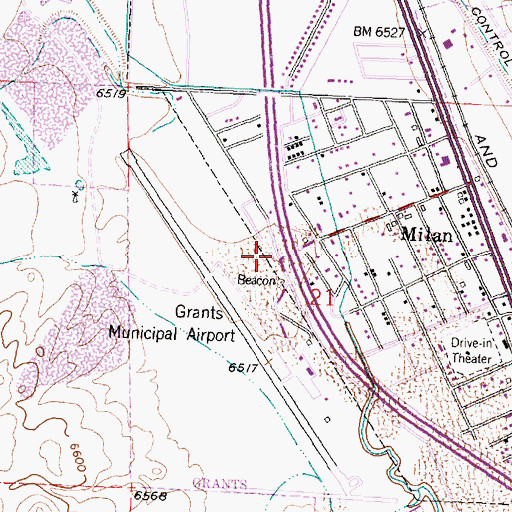 Topographic Map of Milan Volunteer Fire Department Station 1 Headquarters, NM