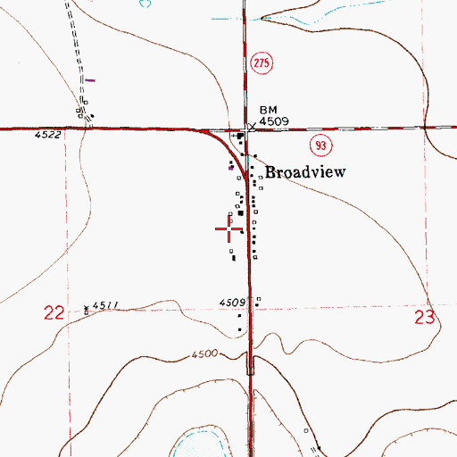 Topographic Map of Broadview Fire Department, NM