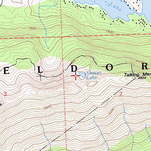 Topographic Map of Saucer Lake, CA