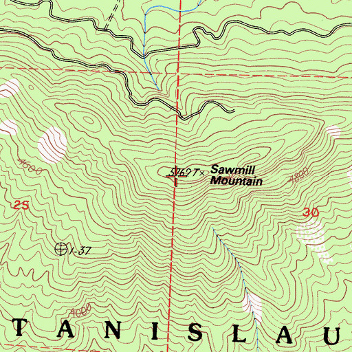 Topographic Map of Sawmill Mountain, CA