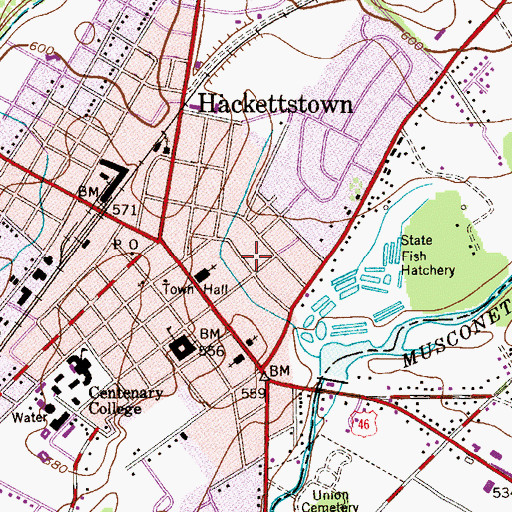 Topographic Map of Hackettstown First Aid, NJ