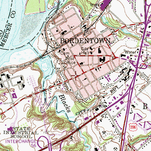 Topographic Map of Bordentown Township Emergency Medical Services, NJ