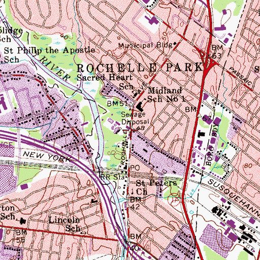 Topographic Map of Rochelle Park Ambulance Corps, NJ