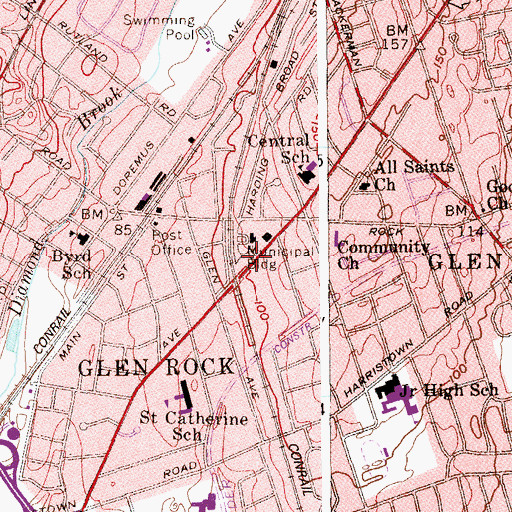 Topographic Map of Glen Rock Ambulance Corps, NJ