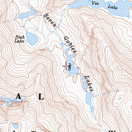 Topographic Map of Seven Gables Lakes, CA