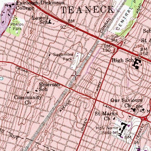 Topographic Map of Teaneck Volunteer Ambulance Corps, NJ
