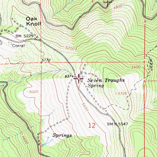 Topographic Map of Seven Troughs Spring, CA