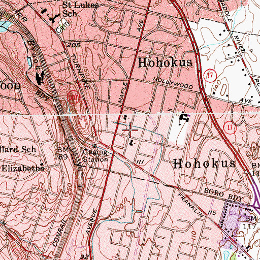 Topographic Map of Ho - Ho - Kus Volunteer Ambulance Corps, NJ