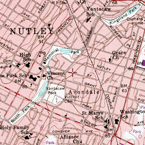 Topographic Map of Nutley Volunteer Emergency and Rescue Squad, NJ