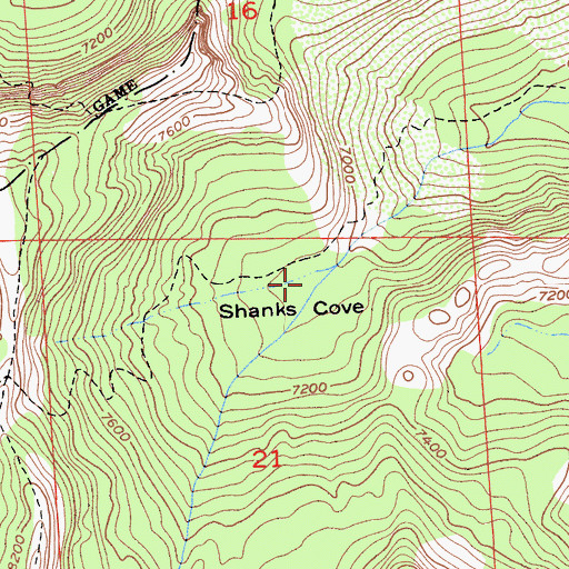 Topographic Map of Shanks Cove, CA