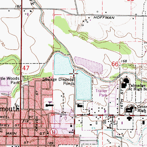 Topographic Map of Monmouth Sewage Treatment Plant, OR