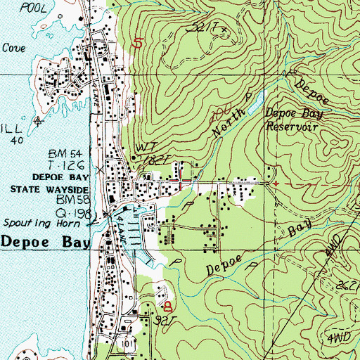 Topographic Map of Depoe Bay Water Treatment Plant, OR