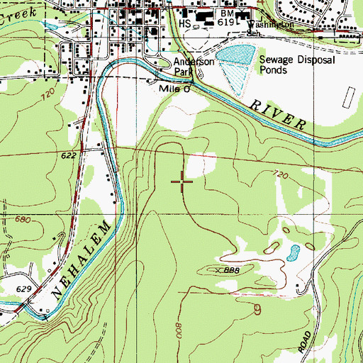 Topographic Map of Vernonia Water Treatment Plant, OR
