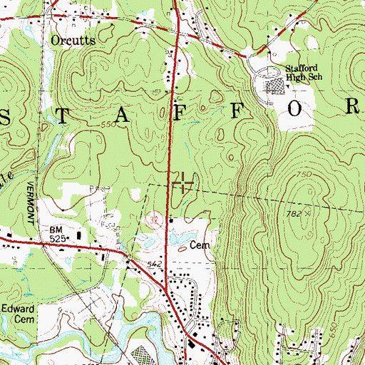 Topographic Map of Stafford Ambulance Association, CT