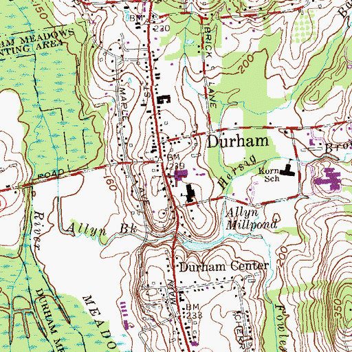 Topographic Map of Durham Volunteer Ambulance, CT