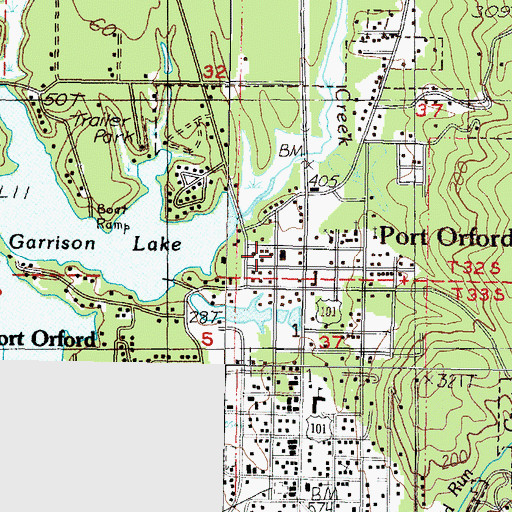 Topographic Map of Port Orford City Hall, OR