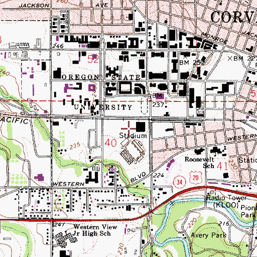 Topographic Map of Oregon State University Gill Coliseum, OR