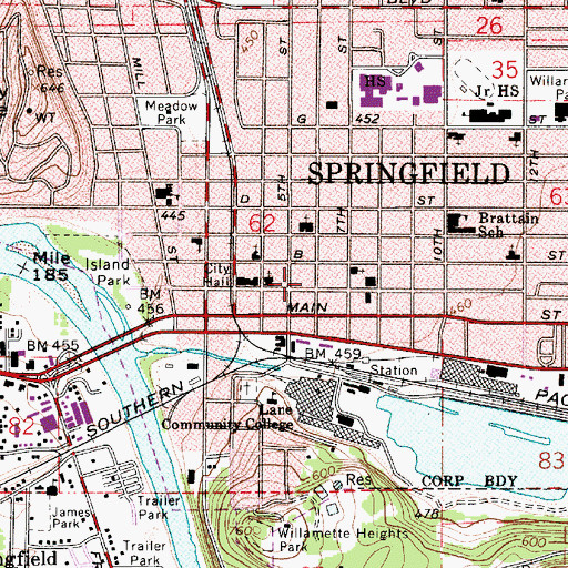Topographic Map of Springfield Library, OR