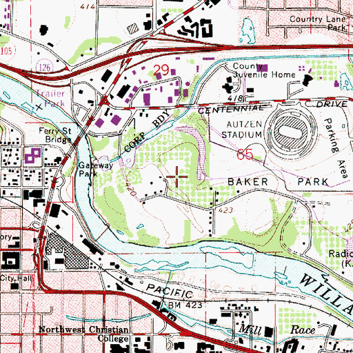Topographic Map of Cuthbert Amphitheater, OR