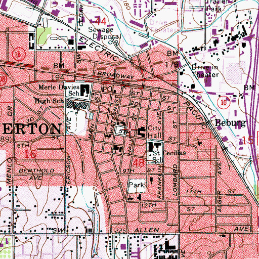 Topographic Map of Beaverton City Library, OR
