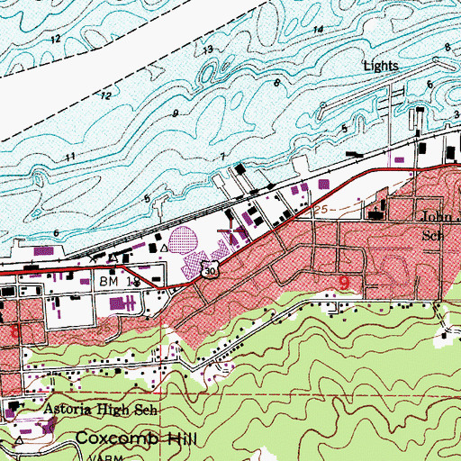 Topographic Map of Astoria Public Works Operations, OR