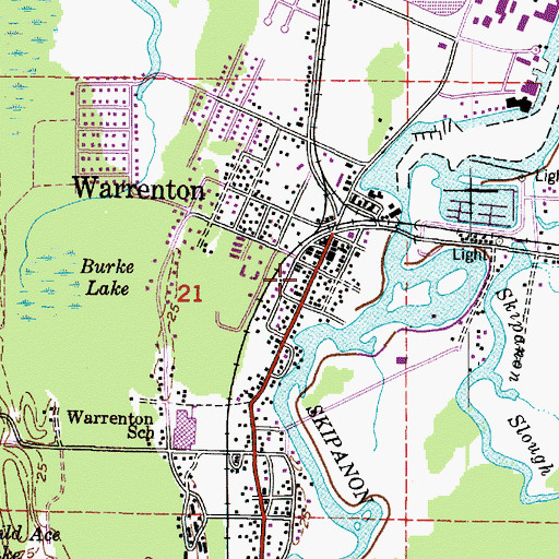 Topographic Map of Warrenton City Hall, OR