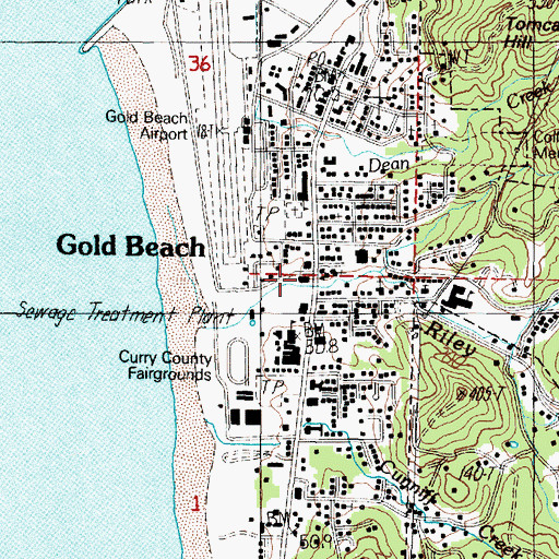 Topographic Map of Gold Beach Municipal Court, OR