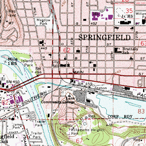 Topographic Map of Springfield Museum, OR