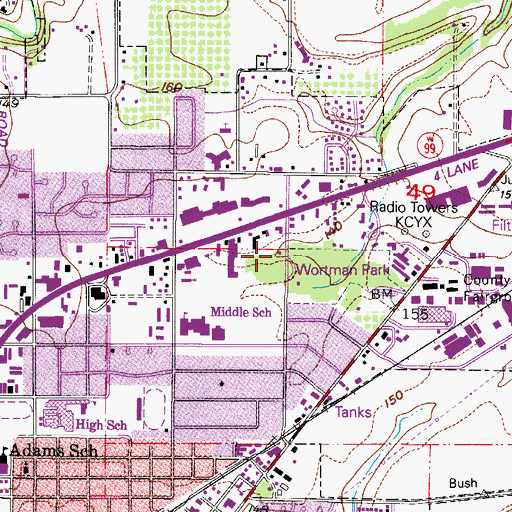 Topographic Map of Department of Motor Vehicles McMinnville, OR