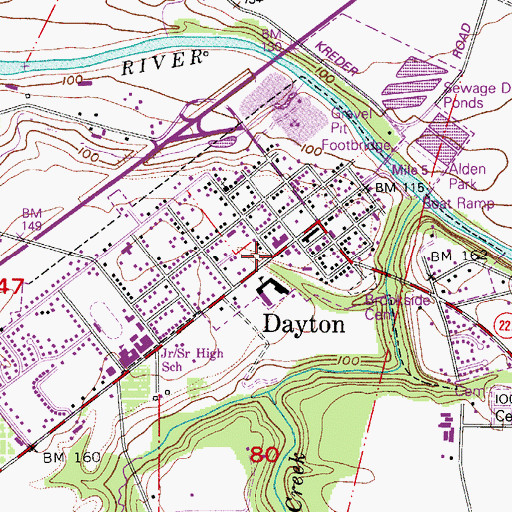 Topographic Map of Dayton Municipal Courthouse, OR