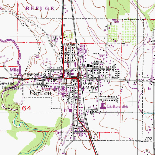 Topographic Map of Carlton Public Works, OR