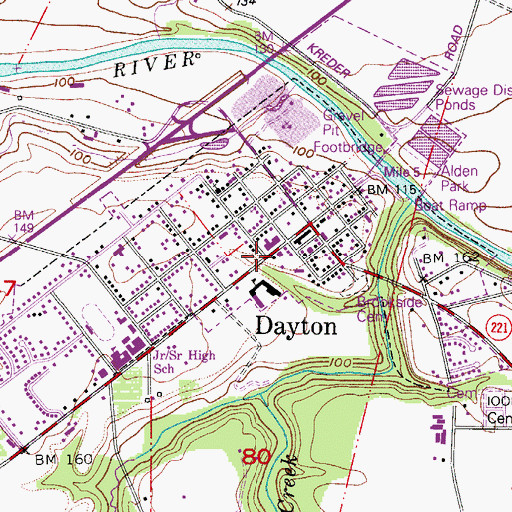 Topographic Map of Dayton Public Works, OR