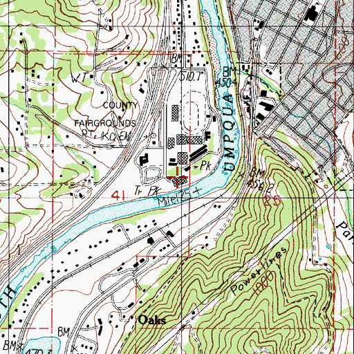 Topographic Map of Douglas County Fairgrounds Complex Amphitheatre, OR
