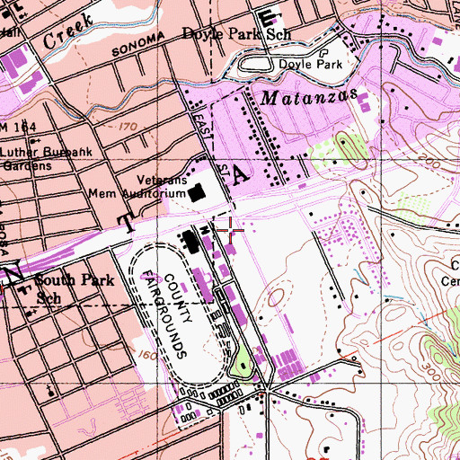 Topographic Map of Sonoma Life Support Post 16 Ambulance Service, CA