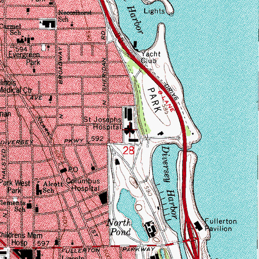 Topographic Map of Saint Joseph Hospital, IL