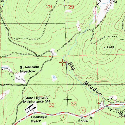 Topographic Map of Big Meadow Creek, CA