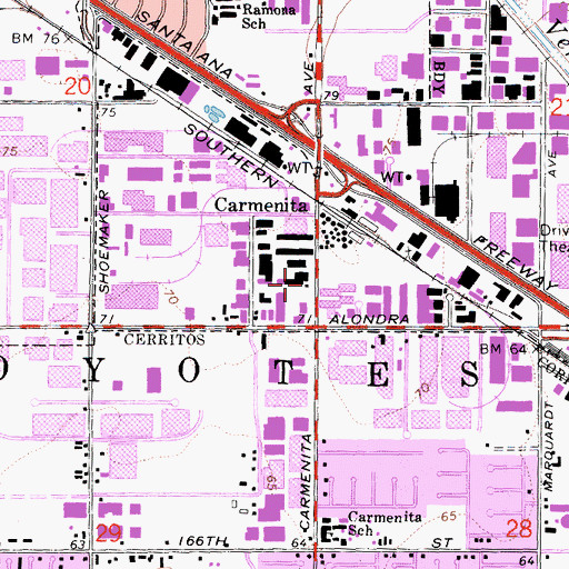 Topographic Map of City of Santa Fe Springs Fire Department Station 3, CA