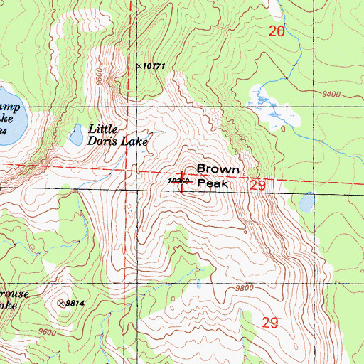 Topographic Map of Brown Peak, CA