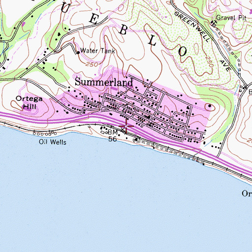 Topographic Map of Carpinteria Summerland Fire District Station 2, CA