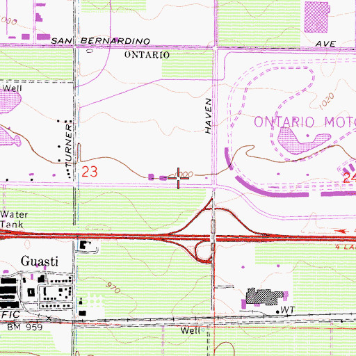 Topographic Map of Ontario Fire Department Station 8, CA