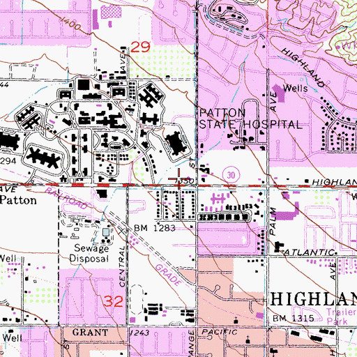 Topographic Map of San Bernardino City Fire Department Station 228, CA