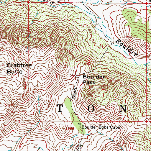 Topographic Map of Boulder Pass, AZ
