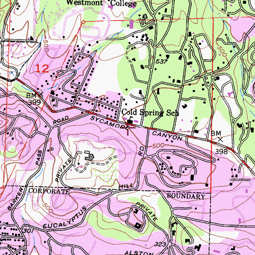 Topographic Map of Montecito Fire Protection District Station 2, CA